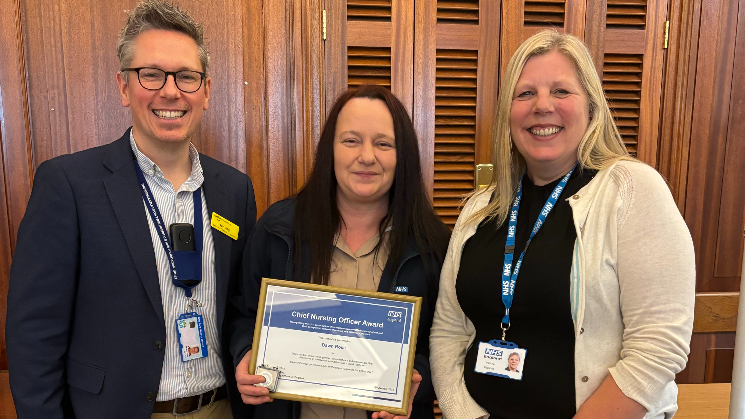 Executive Director of Nursing Ian Joy, Dawn Rose and Victoria Bagshaw