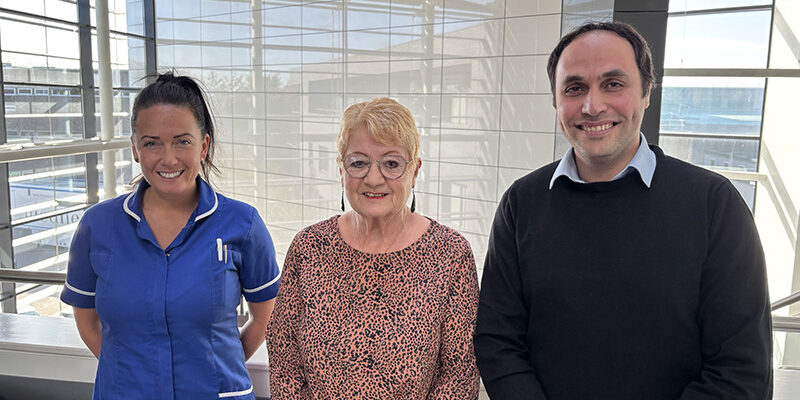 From Left to right: Debbie Stewart, TAVI specialist nurse, Kathleen Scarth and Consultant cardiologist, Mohammad Alkhalil